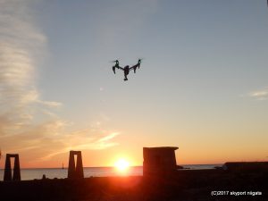 ドローンによる新潟県内での空撮風景